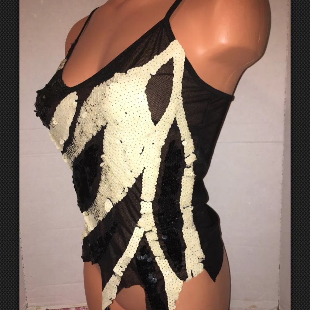 Vintage Embellished jagged Sequin Camisole Top SM - Picture 3 of 8